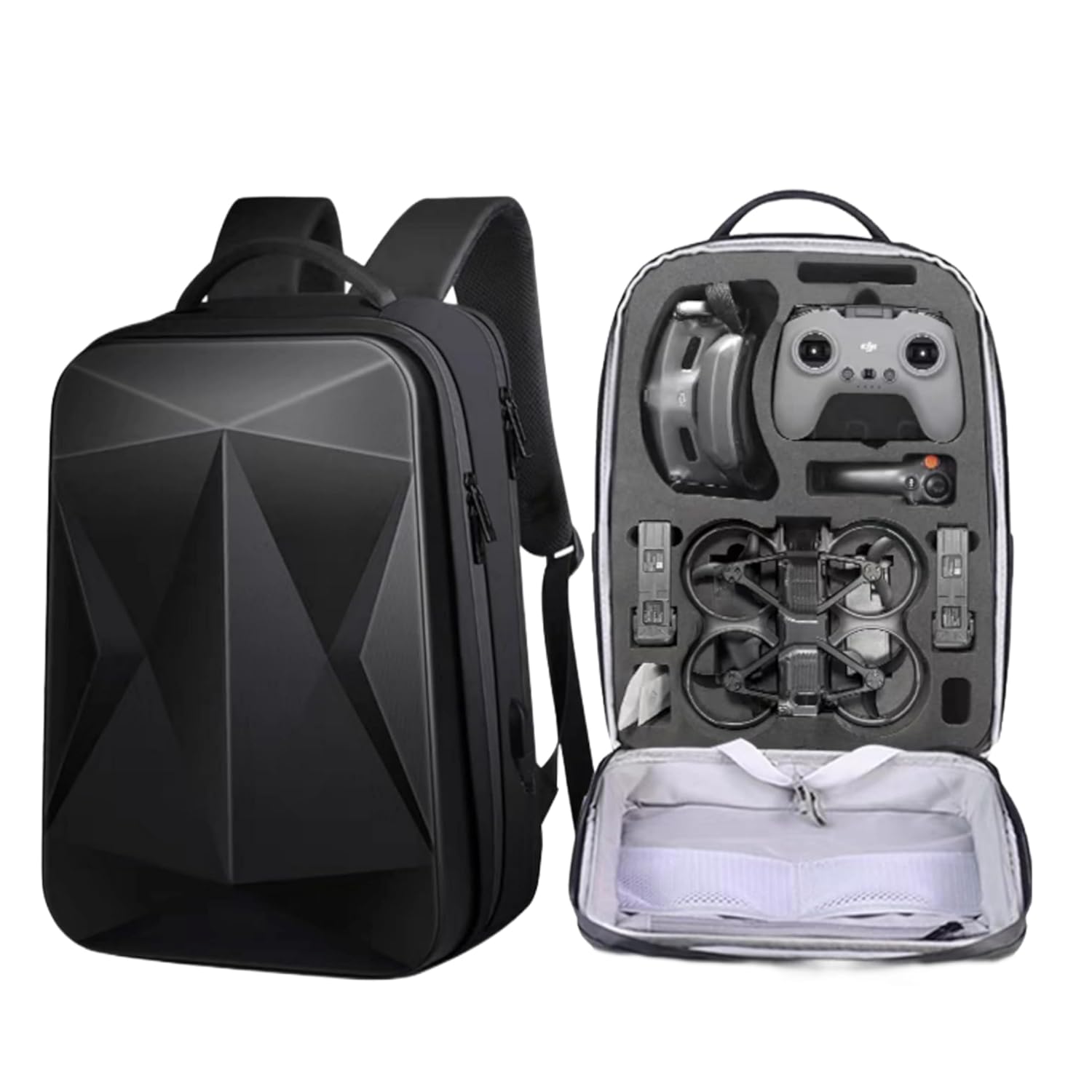 best backpack for dji mini 2 Multipurpose Hard Shell Waterproof Backpack for DJI Avata 2 & Accessories (Avata 2 Backpack, Black)