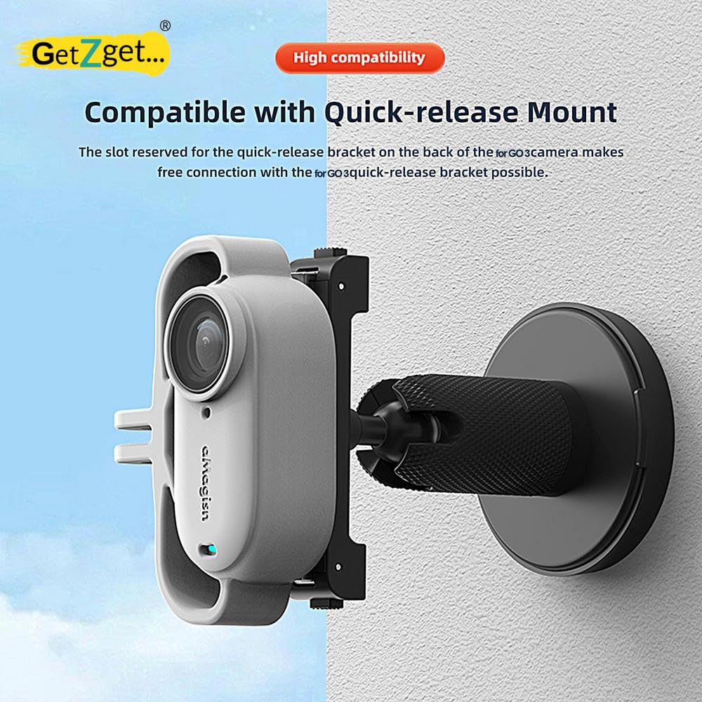Horizontal Mount Cover for insta360 Go 3 Silicone Case Shockproof Designed Mount Frame 1/4 Thread Adapter Install on DJI Drone, Bike, Cycle, Helmet Camera Protection Accessories (Black)