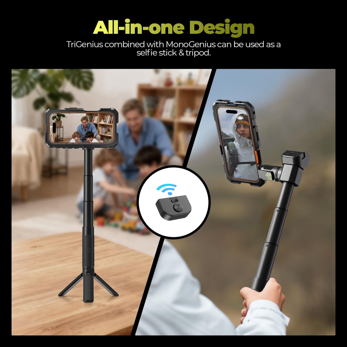 Freewell Genius Rig Cage for iPhone 17 Pro Max - Multifunctional Tripod and Monopod Handles, Bluetooth Remote