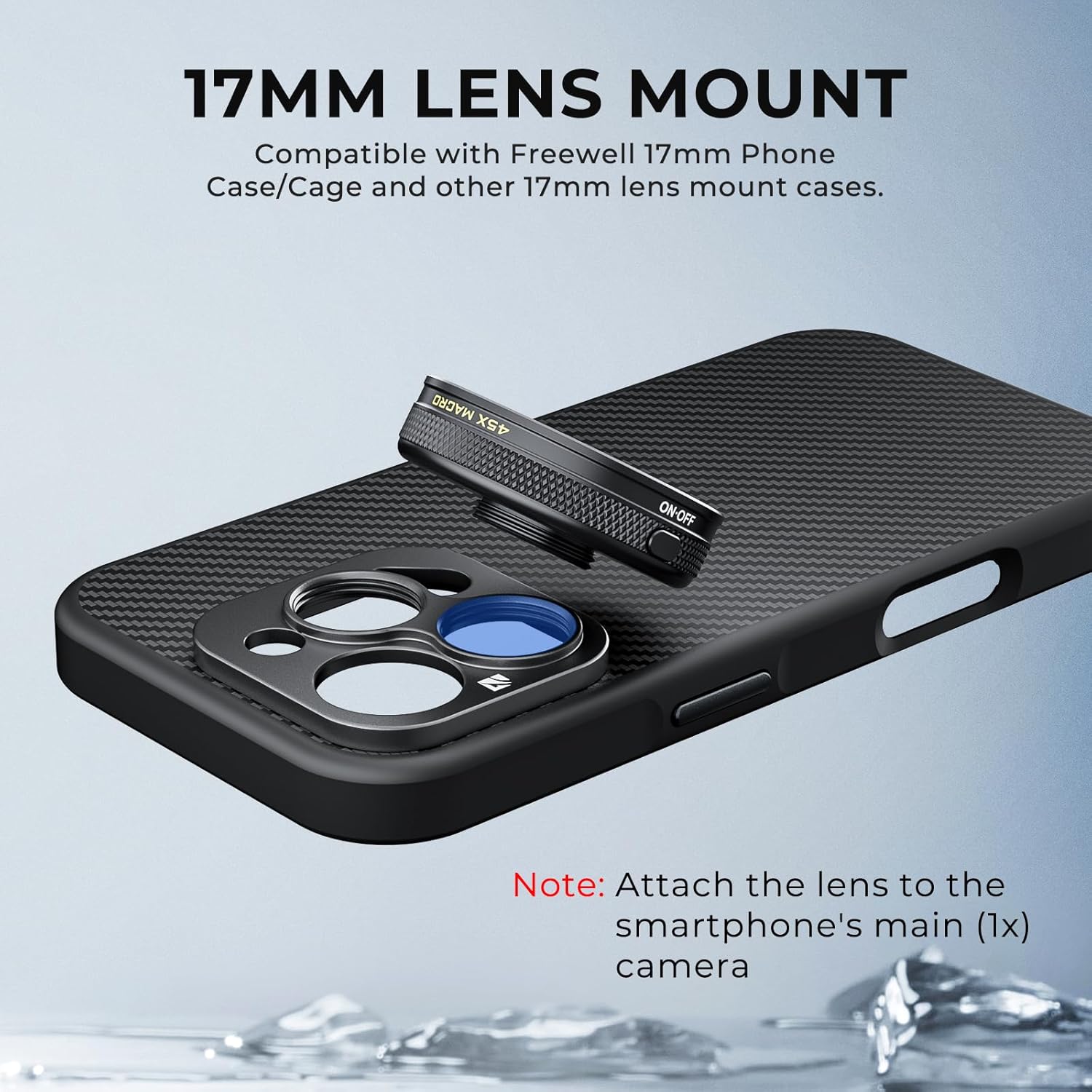 Freewell 45x Macro Lens for Smartphones 17mm Threaded Extreme Detail Close-Ups Lens
