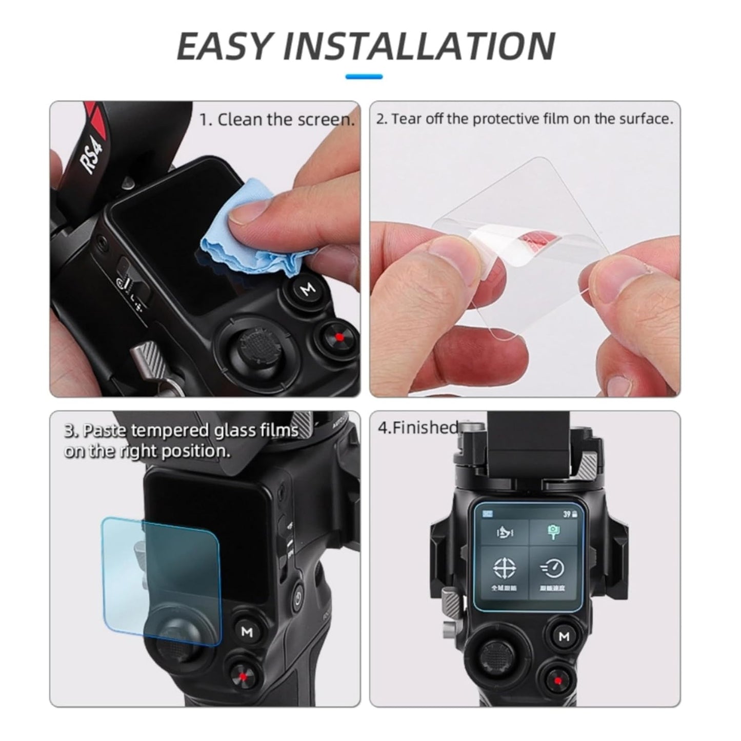 GetZget® Tempered Glass Compatible with Dji Ronin Rs 4 Gimbal screen protector Guard 9H Hardness 2d Curved edge HD Clarity accessories(Pack of 2 Glass)