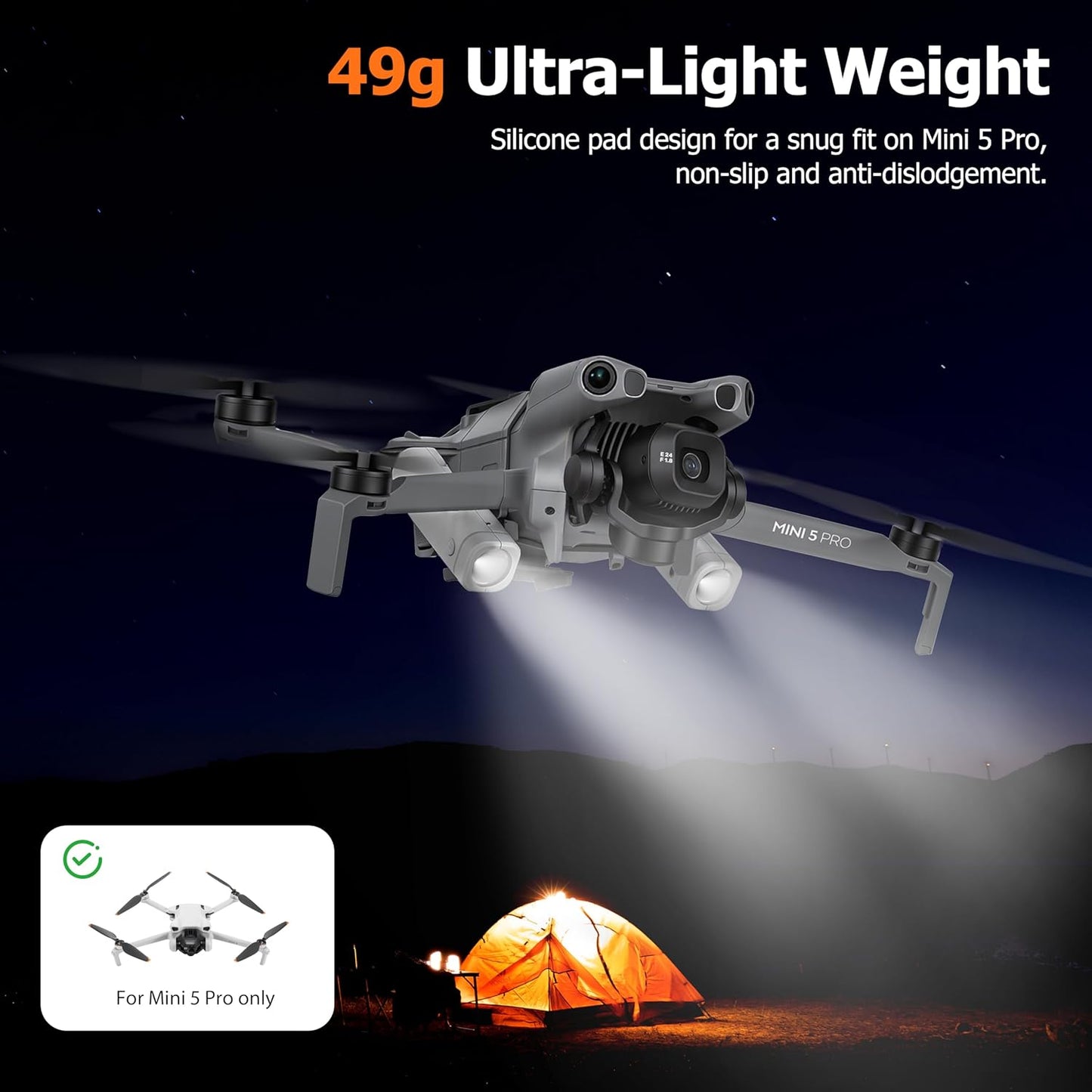 STARTRC LED Night Flight Aassist Light for DJI Mini 5 Pro Accessories,Searchlight Night Flight/Emergency Flashers/Flight Light Headlight for DJI Mini 5 Pro