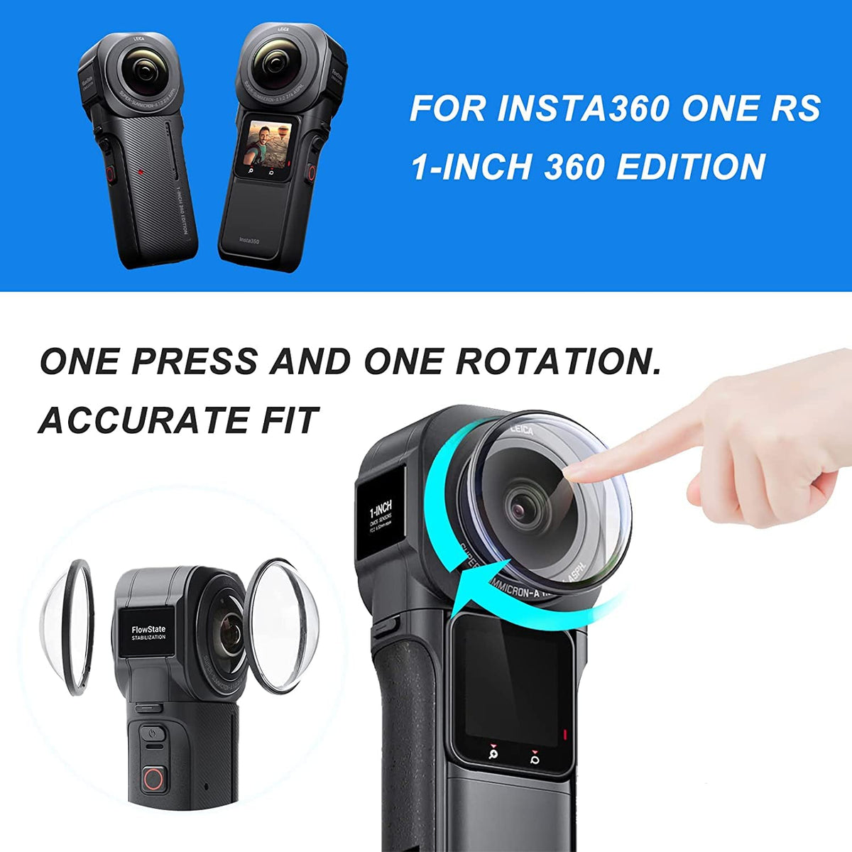 Lens Guards for Insta360 One RS 1-Inch 360 Edition with Silicone Lens Cap (view 7)