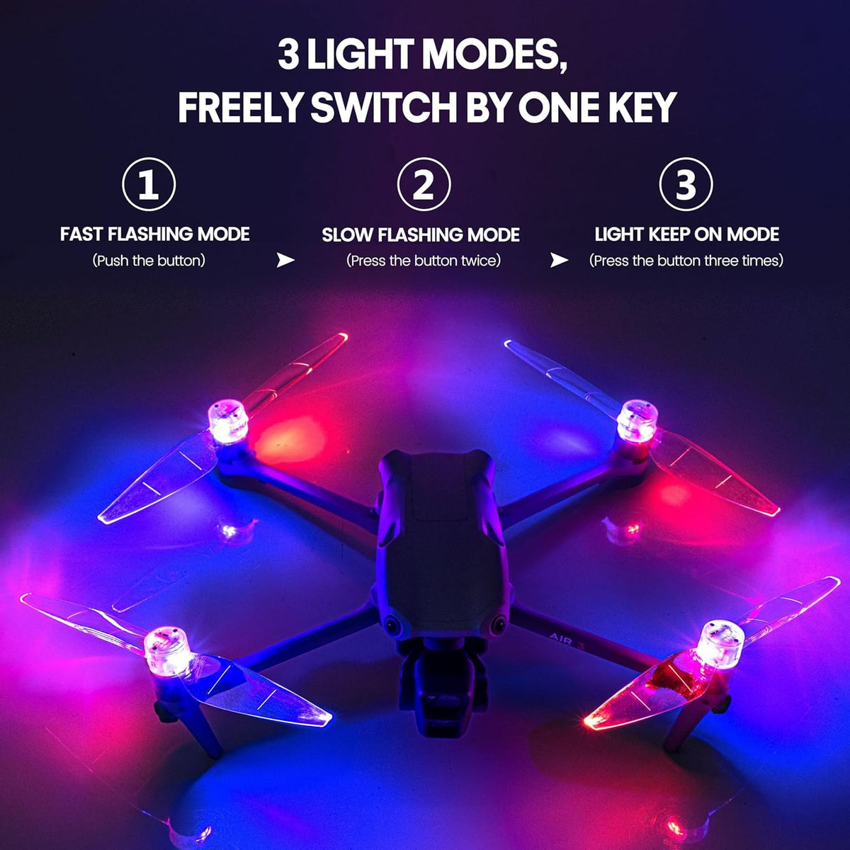 LED Flash Propellers for DJI Air 3 and Air 3S (Full Set) (view 3)