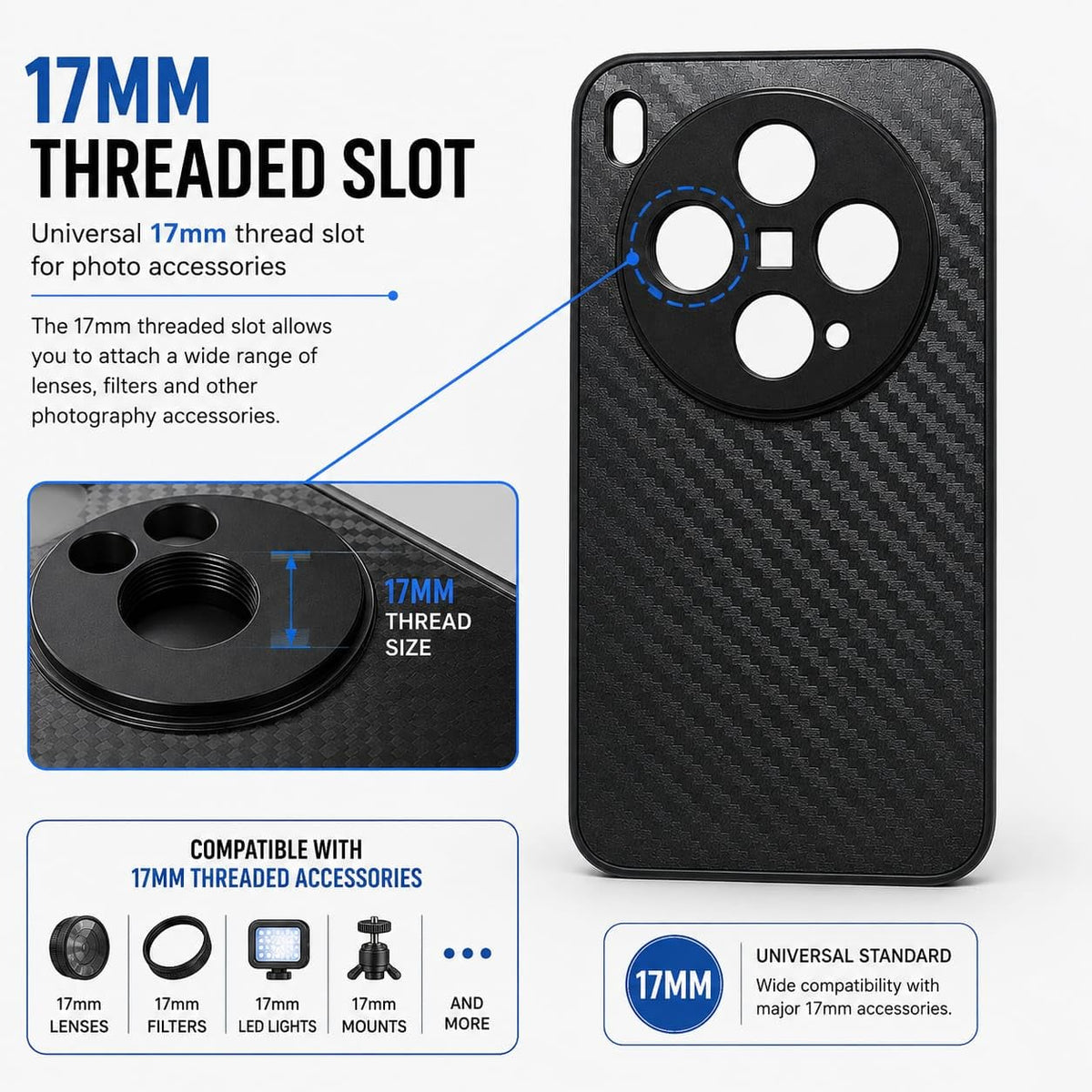 17mm Lens Phone Case for Vivo X300 (Black) (view 2)