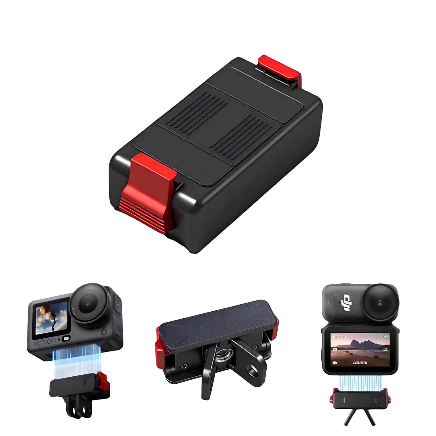 Support Magnétique Pliable Pour DJI Osmo Action 6 – Double Griffe Et Vis 1/4″, Dégagement Rapide, Qualité Militaire
