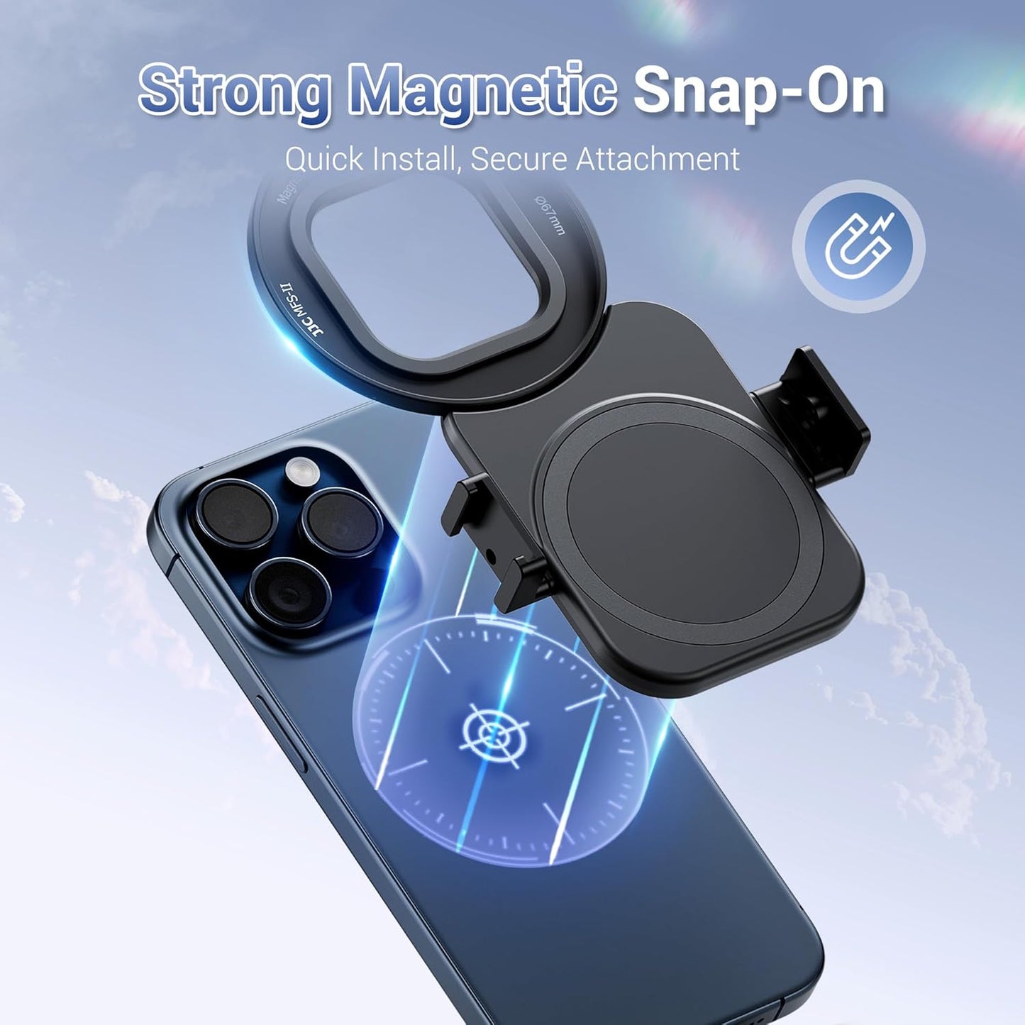 JJC 67mm Phone Lens Filter Adapter Mount for iPhone 16/15/14 Pro/Pro Max