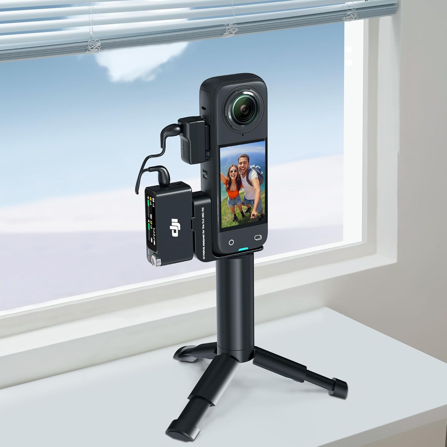 Mount Cold Shoe For With Insta360 X4 / X3 For DJI Mic 2 Microphone Holder(With 3.5Mm Audio Cable)