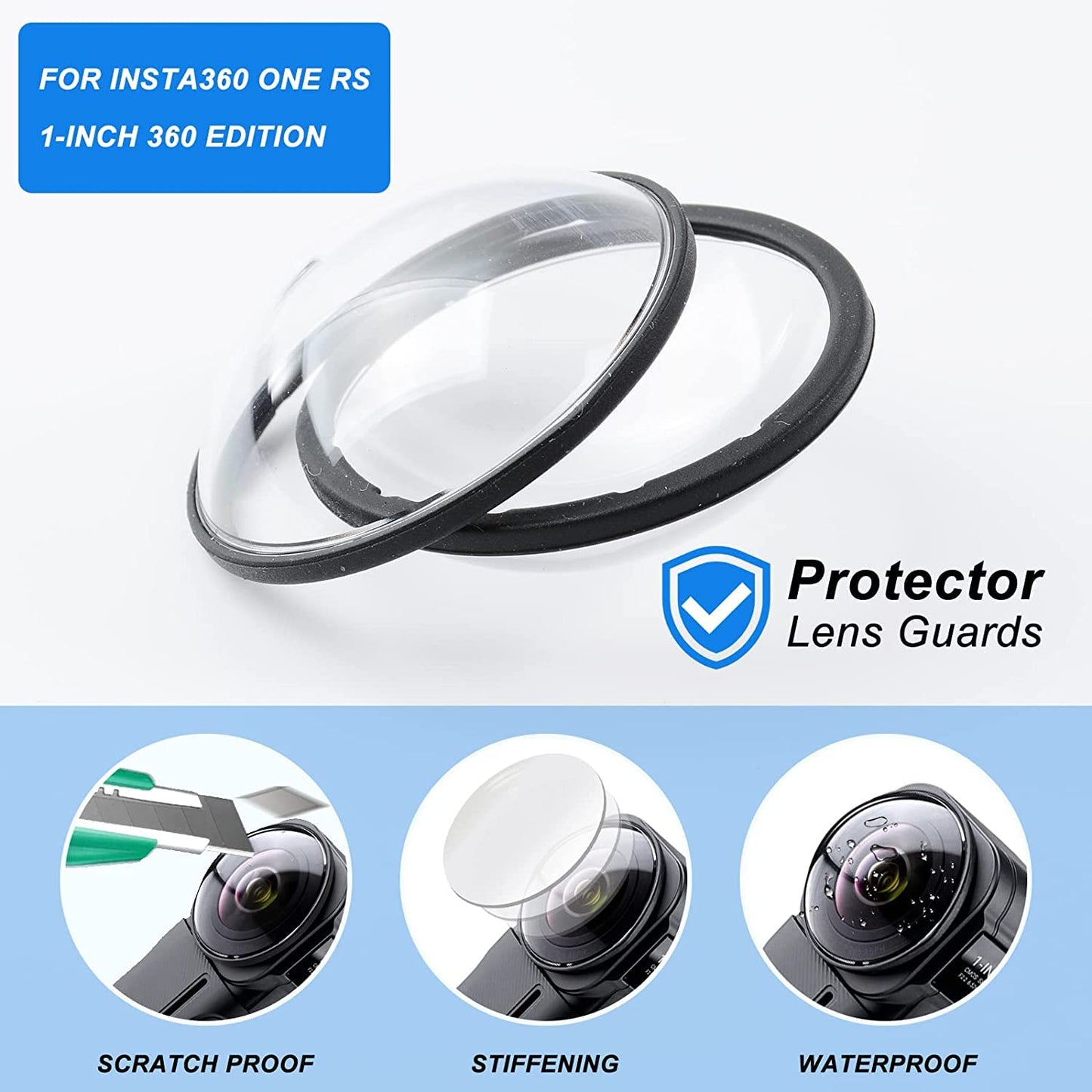 Premium Protector Lens Guards for Insta360 ONE RS 1-Inch 360 Edition with Silicone Lens Cover Cap Accessories