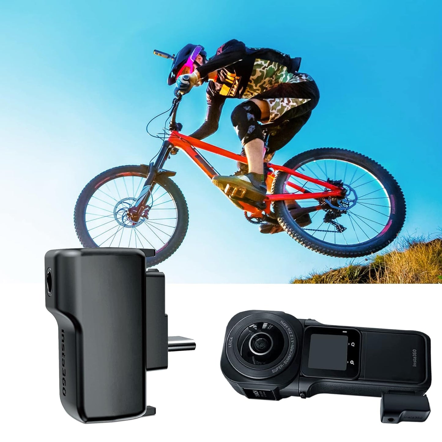 CYNOVA Upgraded Insta 360 Mic Adapter, Audio 3.5mm Jack Compatible with Insta360 One RS 1-inch 360 Mic Adapter / Insta360 One X2 Mic Adapter Extrenal Microphones USB-C Port for Inst360 X2 Accesories