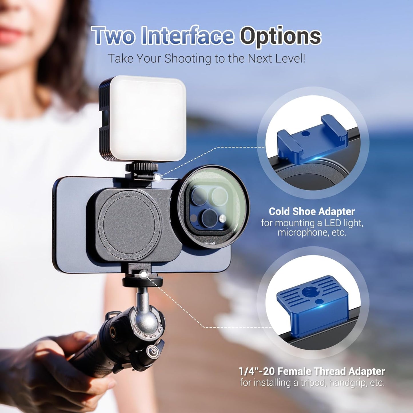 JJC 67mm Phone Lens Filter Adapter Mount for iPhone 16/15/14 Pro/Pro Max