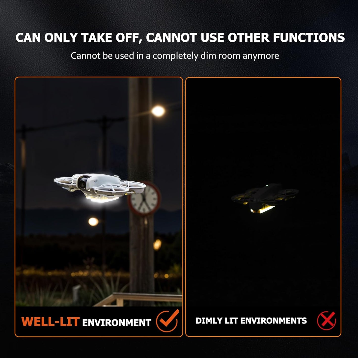 DJI Neo Foldable Extended Leg with Flash LED Lights Landing Gear