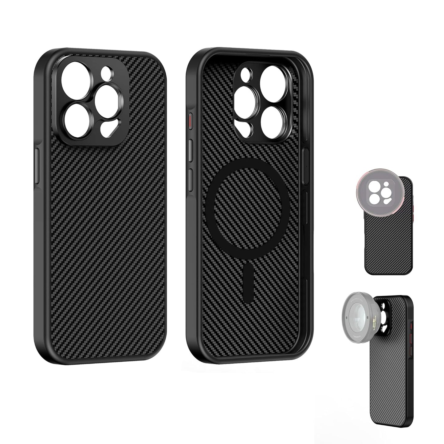 FREEWELL Cellular Phone CASE for iPhone 15 Pro Magnetic Filter Support, 17mm Lens Slot, Black