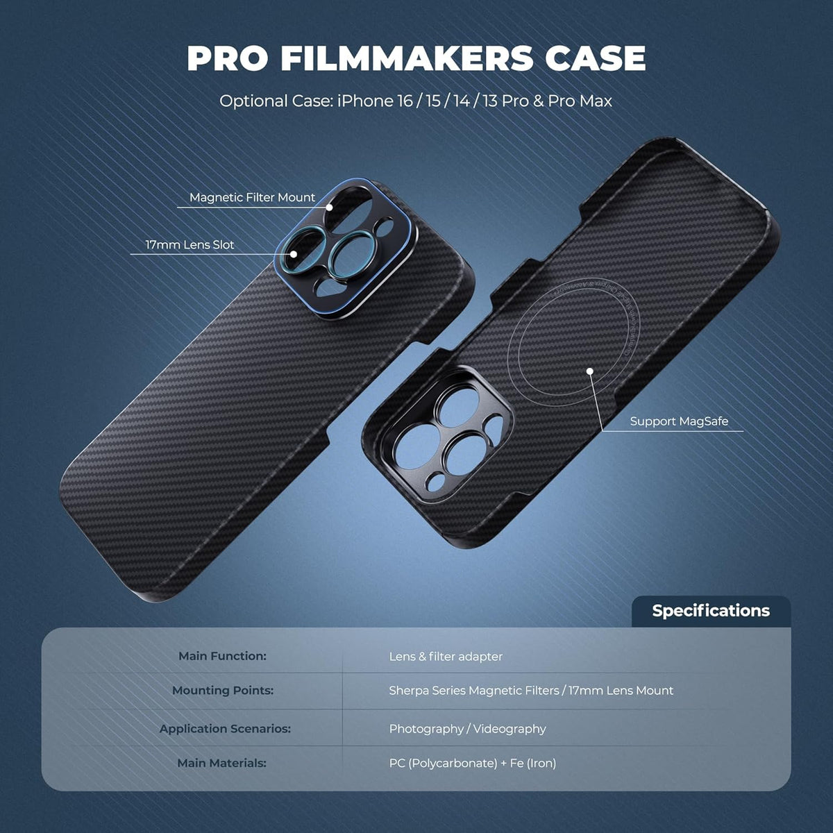 Freewell Pro Filmmaker Case for iPhone 16 Pro Max (17mm Lens Mount, Black) (view 2)