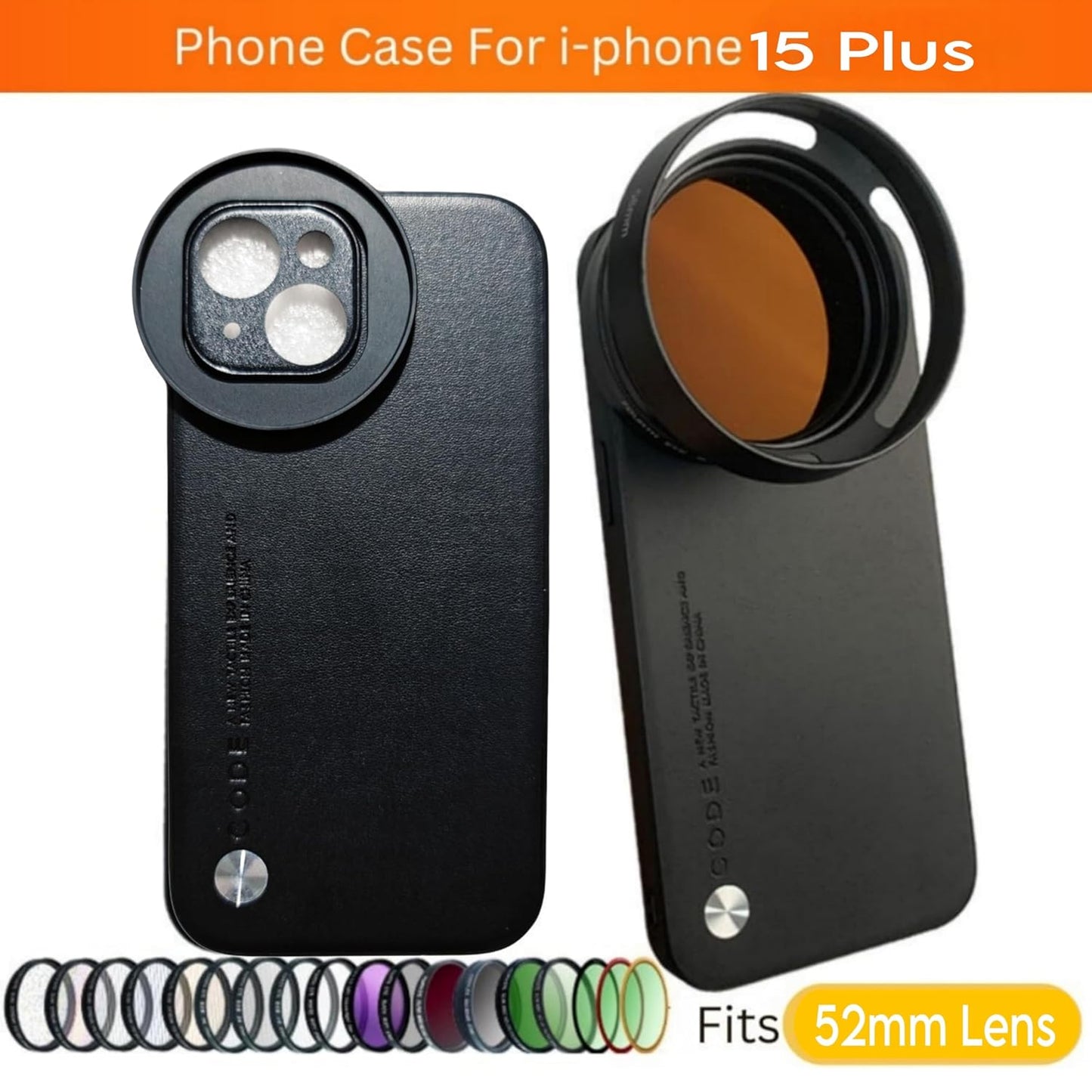 Phone Case For iPhone 15 Plus for 52mm Lens Nd Filter Attachable Aluminum Slot