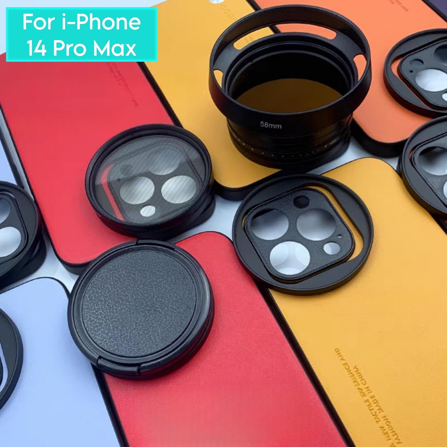 Phone Case For iPhone 14 Pro Max 58mm Lens Nd Filter Attachable Aluminum slot mobile Cover accessories