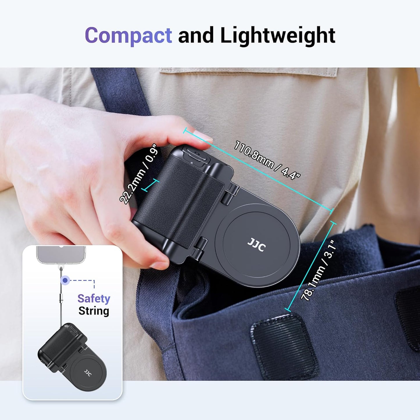 JJC Magnetic Phone Camera Grip Handle with Wireless Shutter Remote, Magsafe Camera Handle Bluetooth Bracket for iPhone Android Smartphone