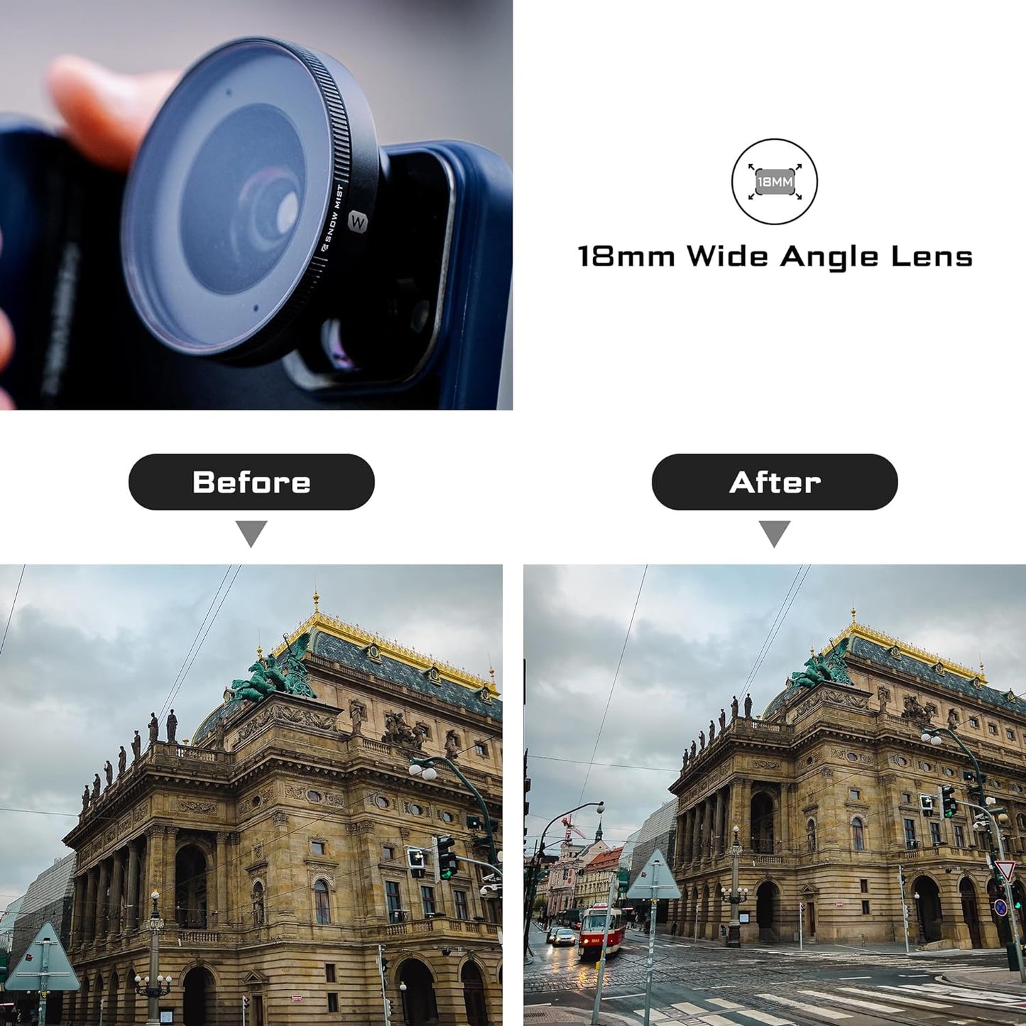 Freewell 18mm Wide Angle Lens Compatible with Freewell Sherpa & Galaxy Series Cases - Unparalleled Optics and Versatility