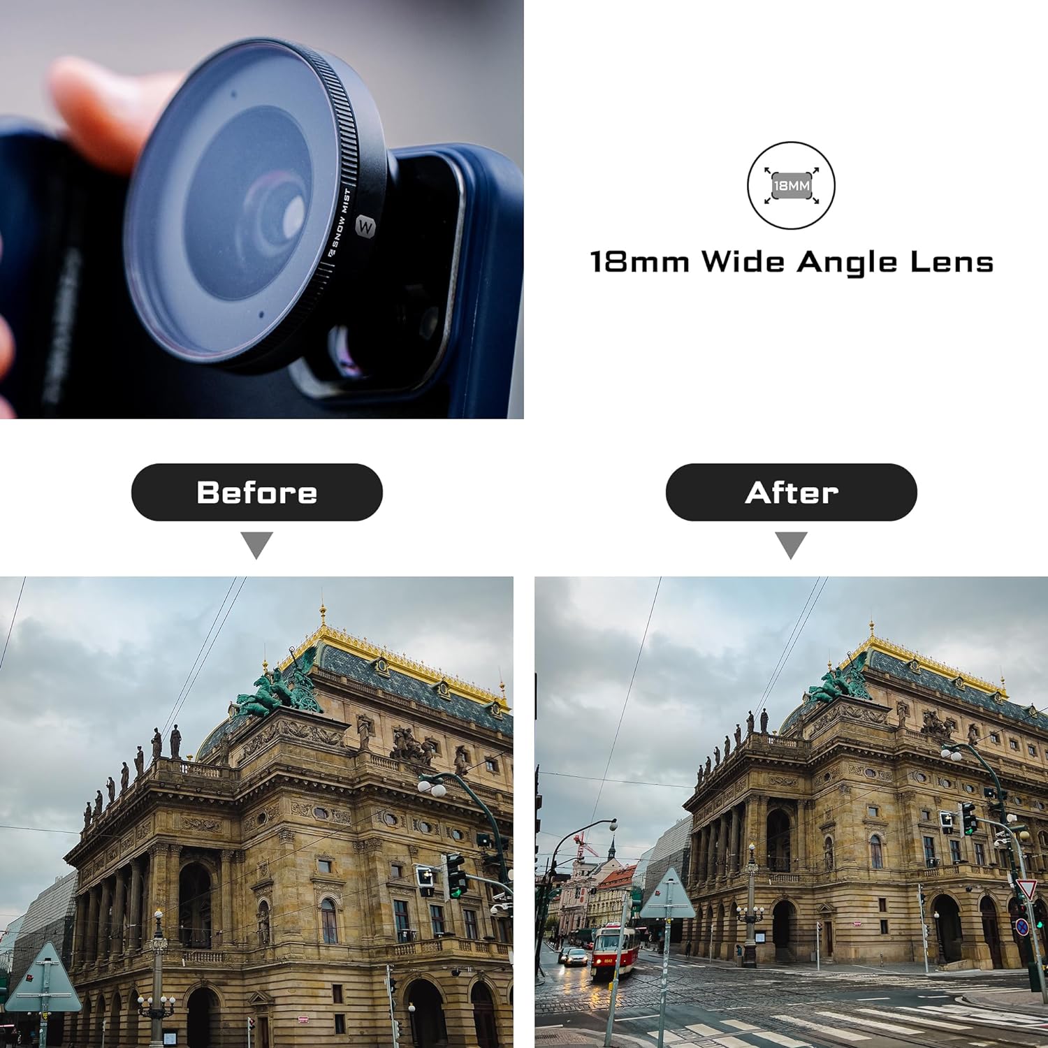 Freewell 18mm Wide Angle Lens Compatible with Freewell Sherpa & Galaxy Series Cases - Unparalleled Optics and Versatility