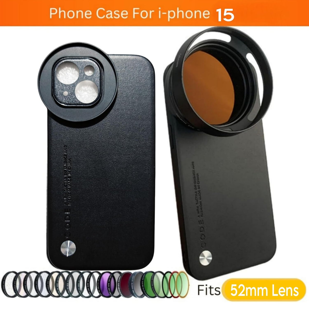 52mm Filter Phone Case for iPhone 15 (Aluminium Slot, Black) (view 3)
