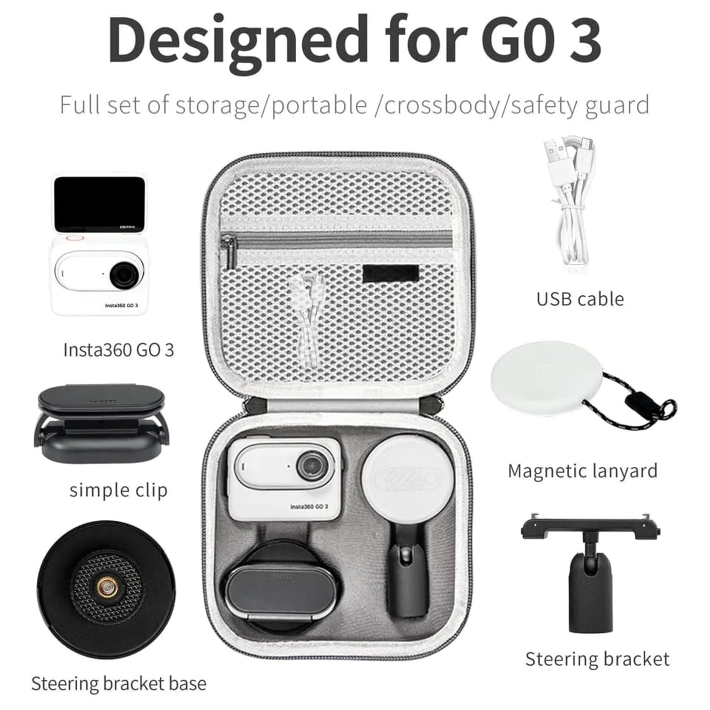 Carrying Case Bag for Insta360 Go 3 and Accessories Storage Bag Travel Protection Compact case
