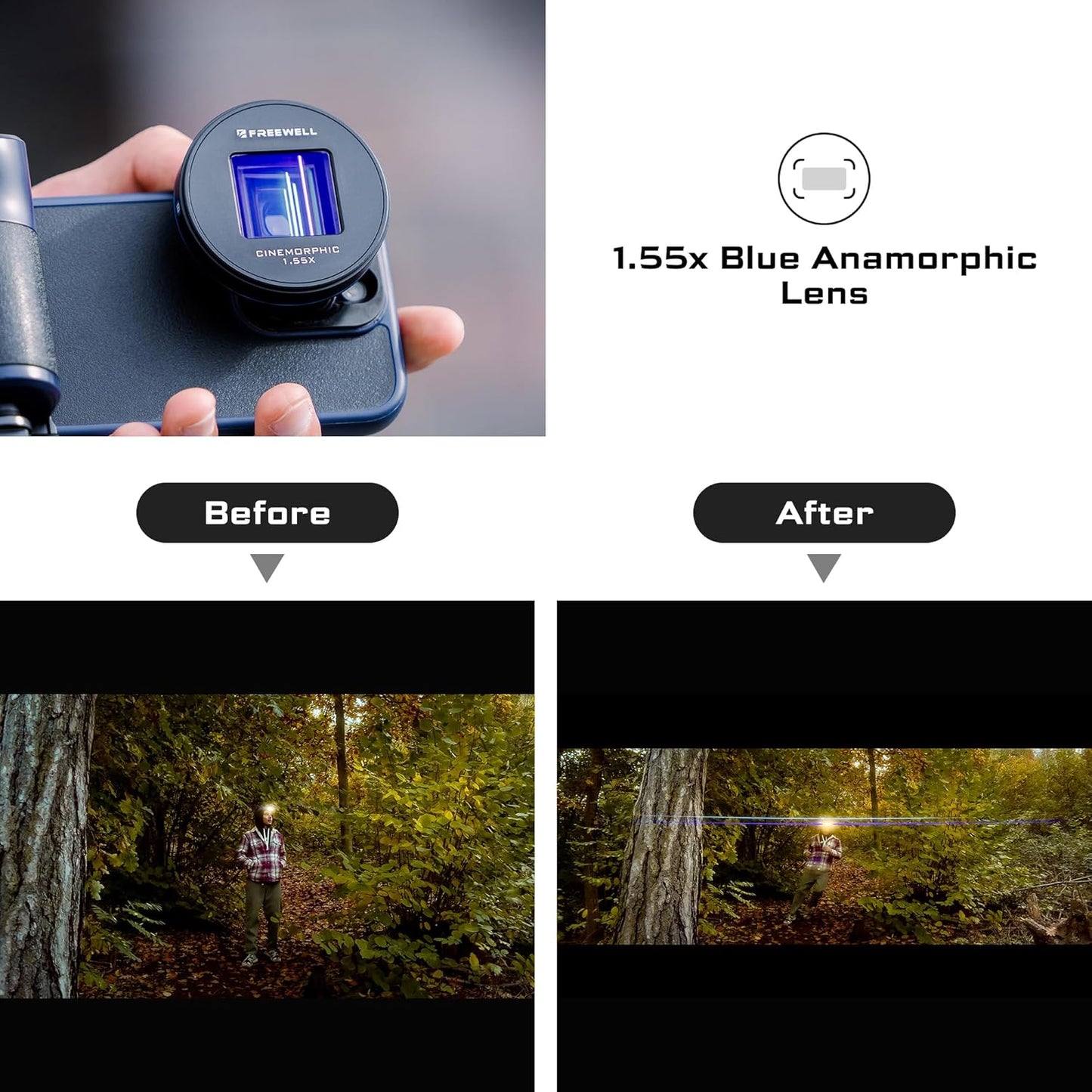 Freewell 1.55x Blue Anamorphic Lens For Freewell Sherpa iPhone/Galaxy Cases