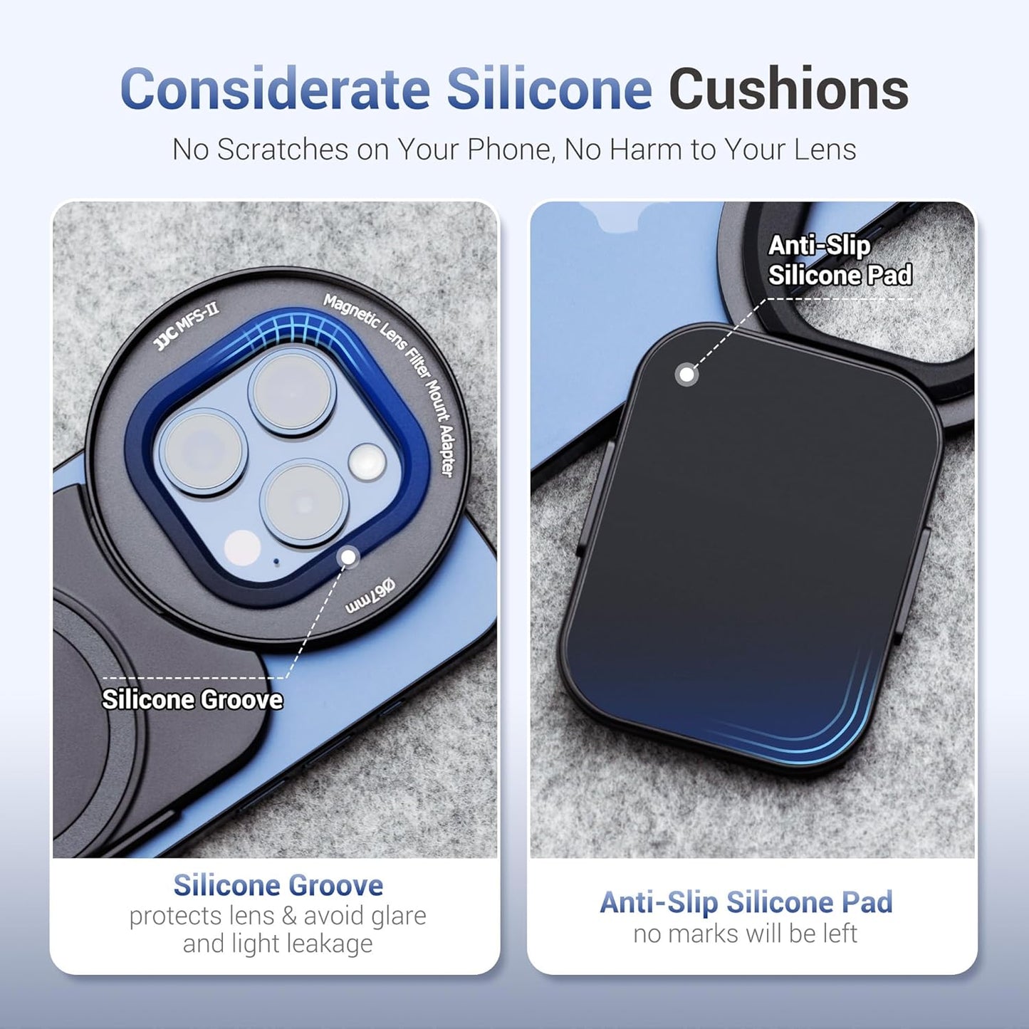 JJC 67mm Phone Lens Filter Adapter Mount for iPhone 16/15/14 Pro/Pro Max