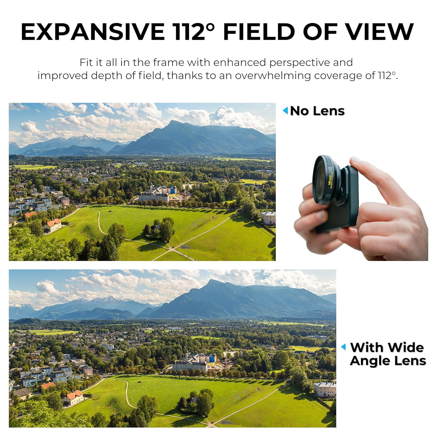 Freewell 18mm Wide Angle Lens for iPhone & Samsung 17mm Threaded Lens for Capturing Wider Scenes