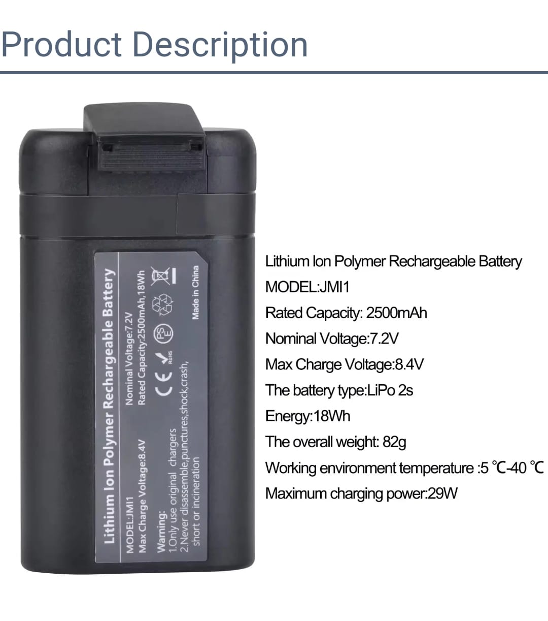 Compatible battery for DJI Mavic mini 2500mAh
