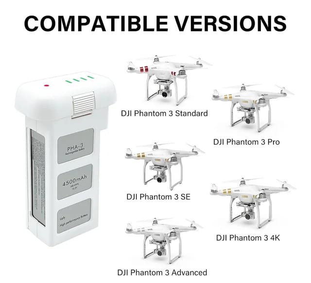 Compatible battery for DJI Phantom 3 Li-Polymer battery 15.2V, 4480mAh, 68W Replacement Battery