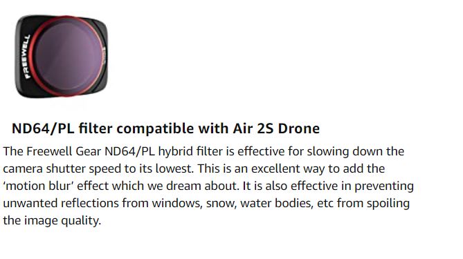 Freewell Bright Day - 4K Series - 4Pack ND/PL Filters For Dji Air 2S Drone