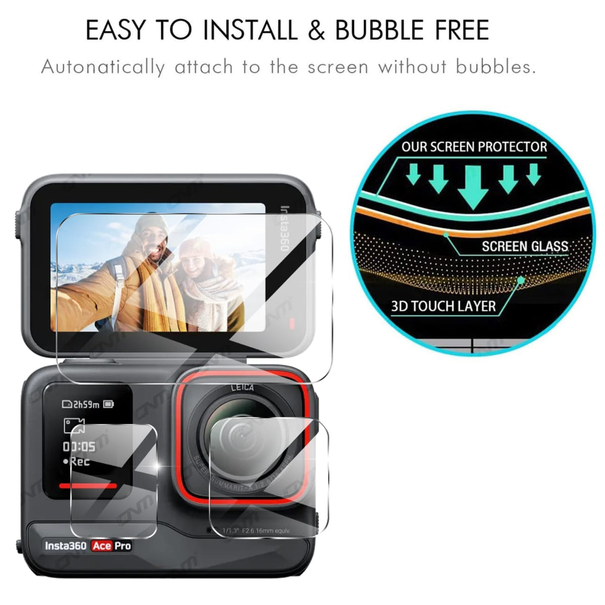 Tempered Glass Set for Insta360 Ace / Ace Pro (2 Screen, 2 Lens, 2 Display) (view 4)