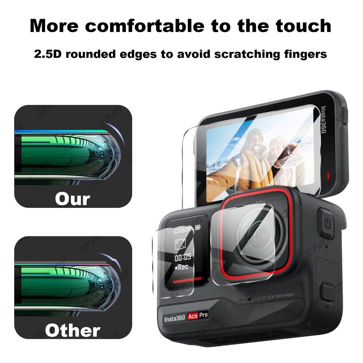 Tempered Glass Set for Insta360 Ace / Ace Pro (2 Screen, 2 Lens, 2 Display) (view 5)