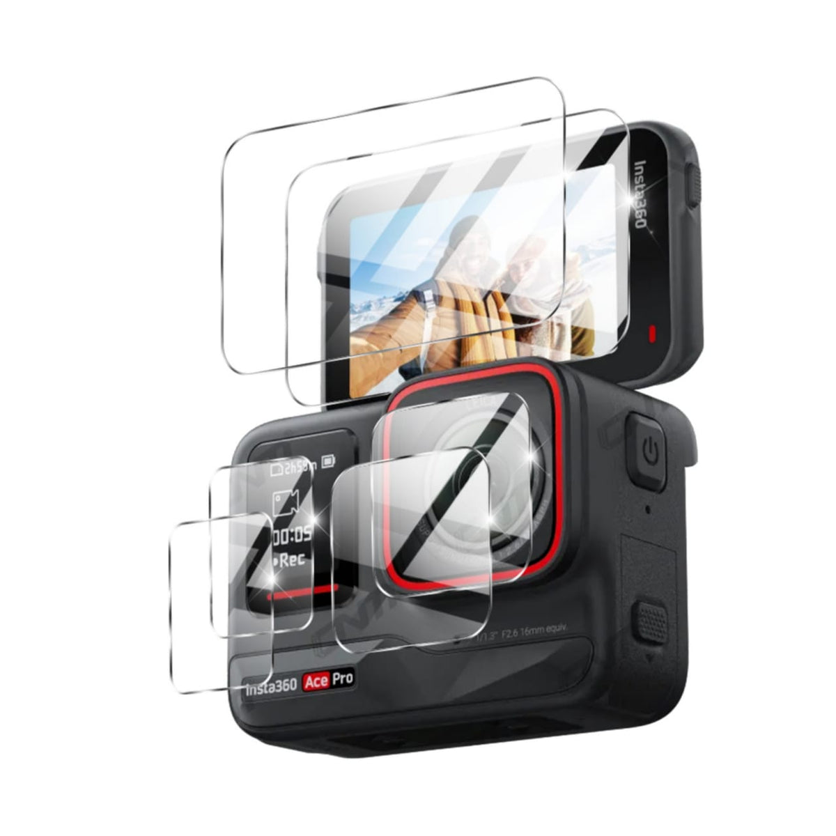 Tempered Glass Set for Insta360 Ace / Ace Pro (2 Screen, 2 Lens, 2 Display)