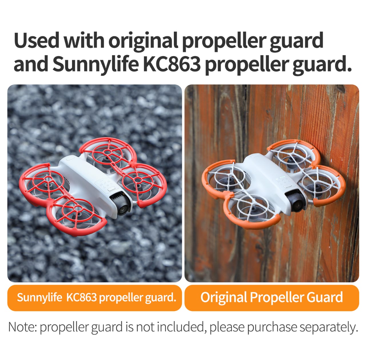 GetZget® Sunnylife Propeller Guard Protector Bumper for DJI Neo Drone - Durable, Lightweight Protection Accessories, Easy Snap-On Design (Neon Orange)