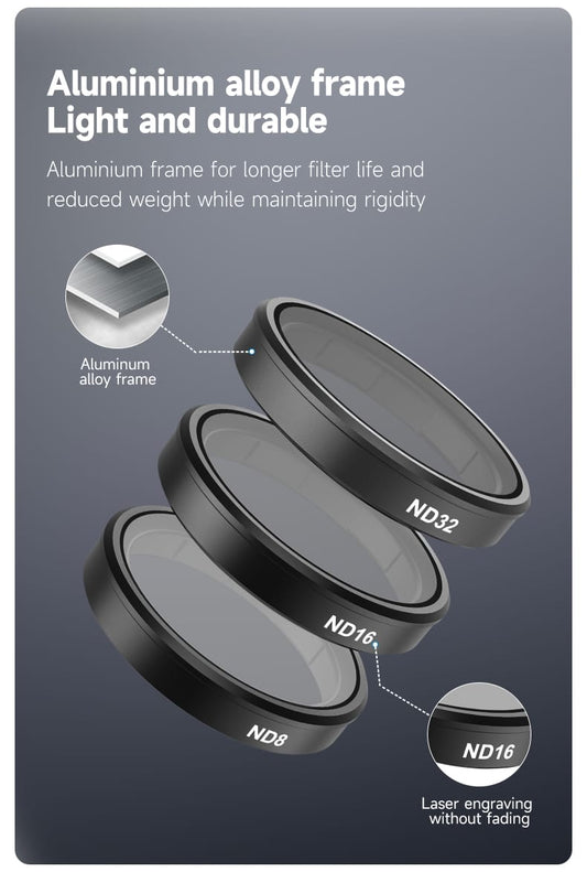 TELESIN Lens Filter Set for DJI Action 6/ 5/ 4/ 3 Camera Accessories, 4-Pack CPL ND32 ND16 ND8 Polarizing Neutral Density HD Filter Lens Protective Protector (open box)