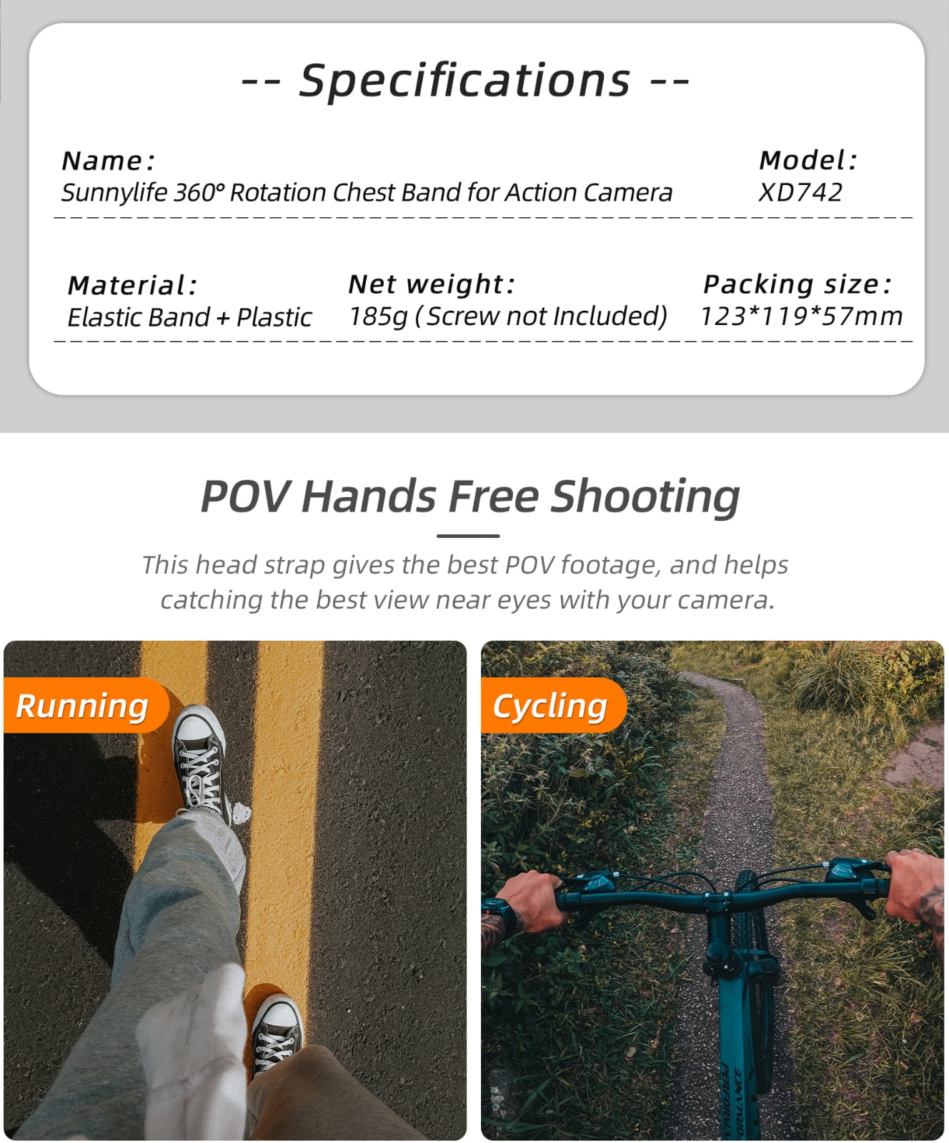 360° Rotation Adjustable Chest Mount Harness Strap for Action Cameras