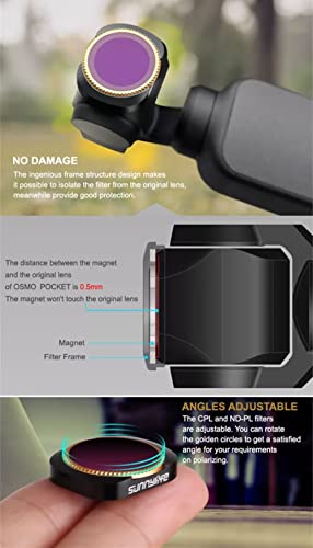 Lens Filters Combo for DJI Osmo Pocket & DJI Osmo Pocket 2 Ndpl 8,16, 32, 64 Filters (4 in1 Set(NDPL)) GetZget