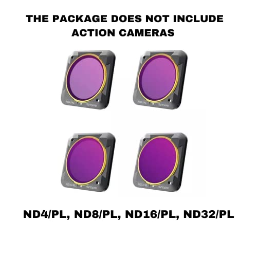 Filters 4 in 1 Set for DJI Action 2 Camera Nd Filters(ND4/PL,ND8/PL,ND16/PL,ND32/PL) (4 in 1 Ndpl Filters Set) GetZget