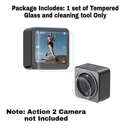 Tempered Glass For Dji Action 2 Camera Scratch Protective Screen Guard 9H Super Hard 2.5D Curve Accessories (Pack of 1 Set) GetZget