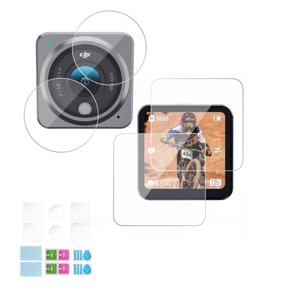Tempered Glass For Dji Action 2 Camera Screen Protector Scratch Guard 9H Super Hard2.5D Curve (Pack Of 2) GetZget