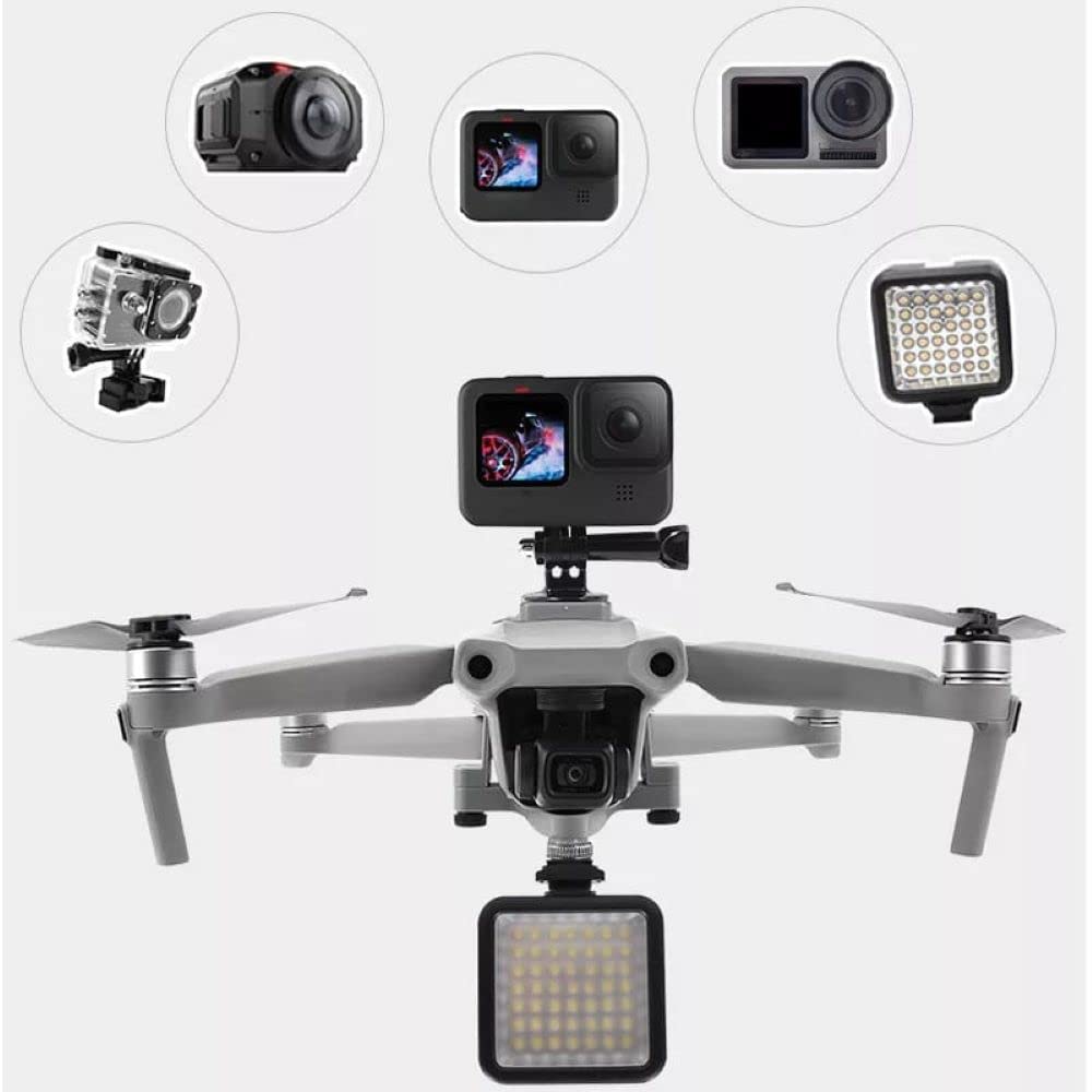 Multifunctional Camera Mount Compatible with DJI Mavic Air 2/ Air 2S Action Camera Mount Use with Gopro/ Insta360/ Searchlights/ W49 Led Lights GetZget