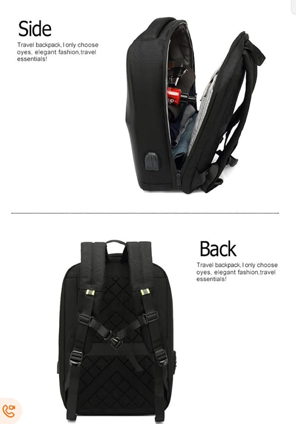 Waterproof Hard Case Laptop Backpack with Charging Port and Number Lock (view 5)