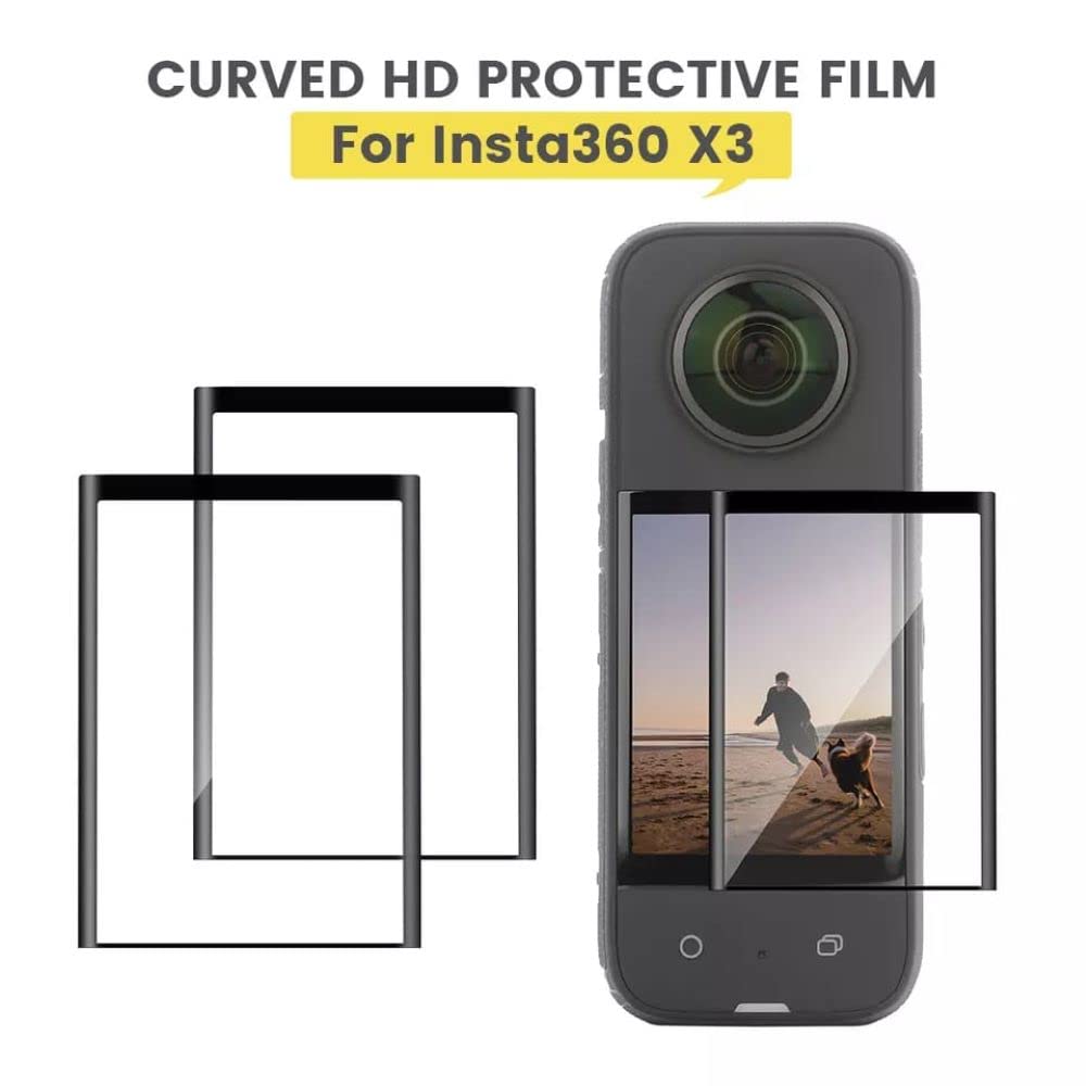 Tempered Glass Film for Insta360 One X3 HD 3D Curved Screen, Dust, Scratch Guard Protective Accessories (2 Films) GetZget