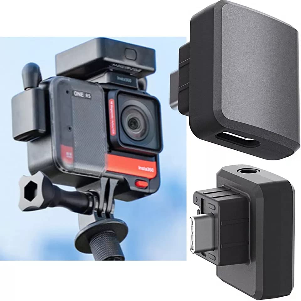 Mic Adapter for Insta360 One RS Cynova Action Camera Accessories (Horizontal) GetZget