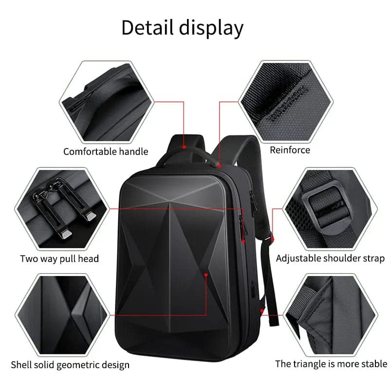 Laptop Carrying Case Bag For College/ Office/ Travel/ Outdoors Fashion Hard Case Backpack With Charging Port & Number Lock GetZget