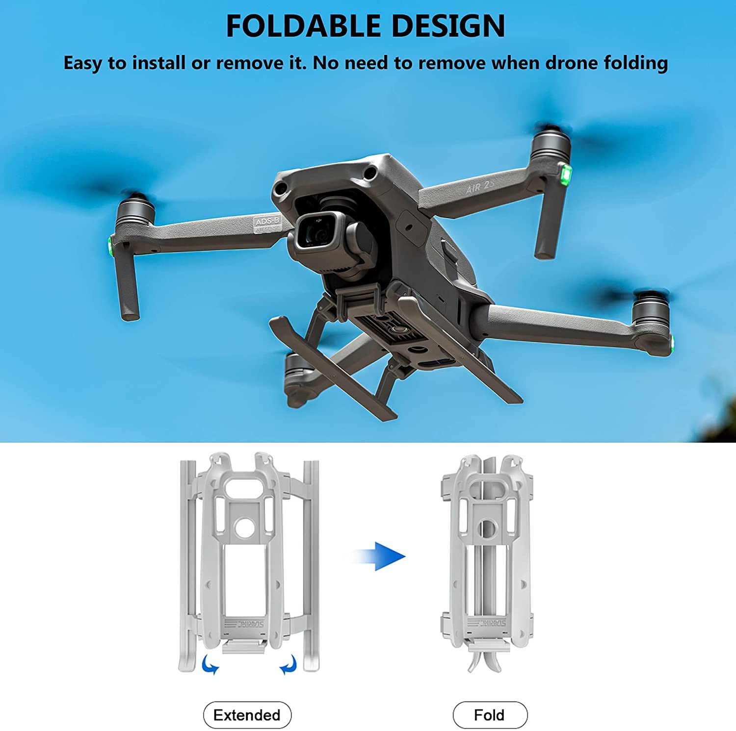Height Extender For DJI Air 2S / Mavic Air 2 Foldable Landing Gear