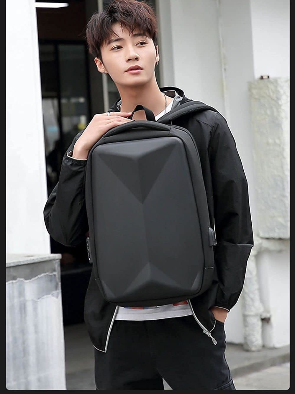 Laptop Carrying Case Bag For College/ Office/ Travel/ Outdoors Fashion Backpack With Charging Port & Number Lock GetZget