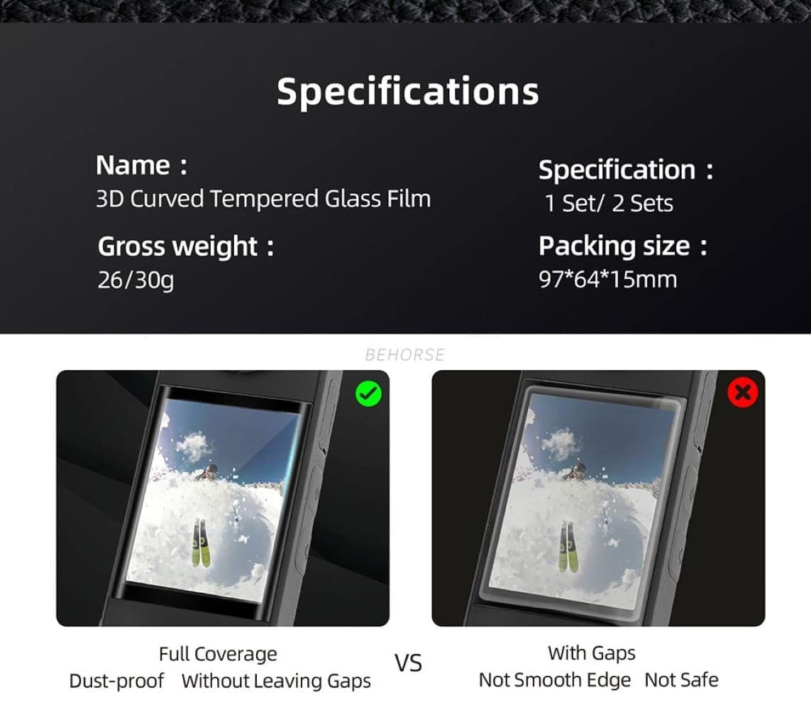 Tempered Glass Film for Insta360 One X3 HD 3D Curved Screen, Dust, Scratch Guard Protective Accessories (2 Films) GetZget