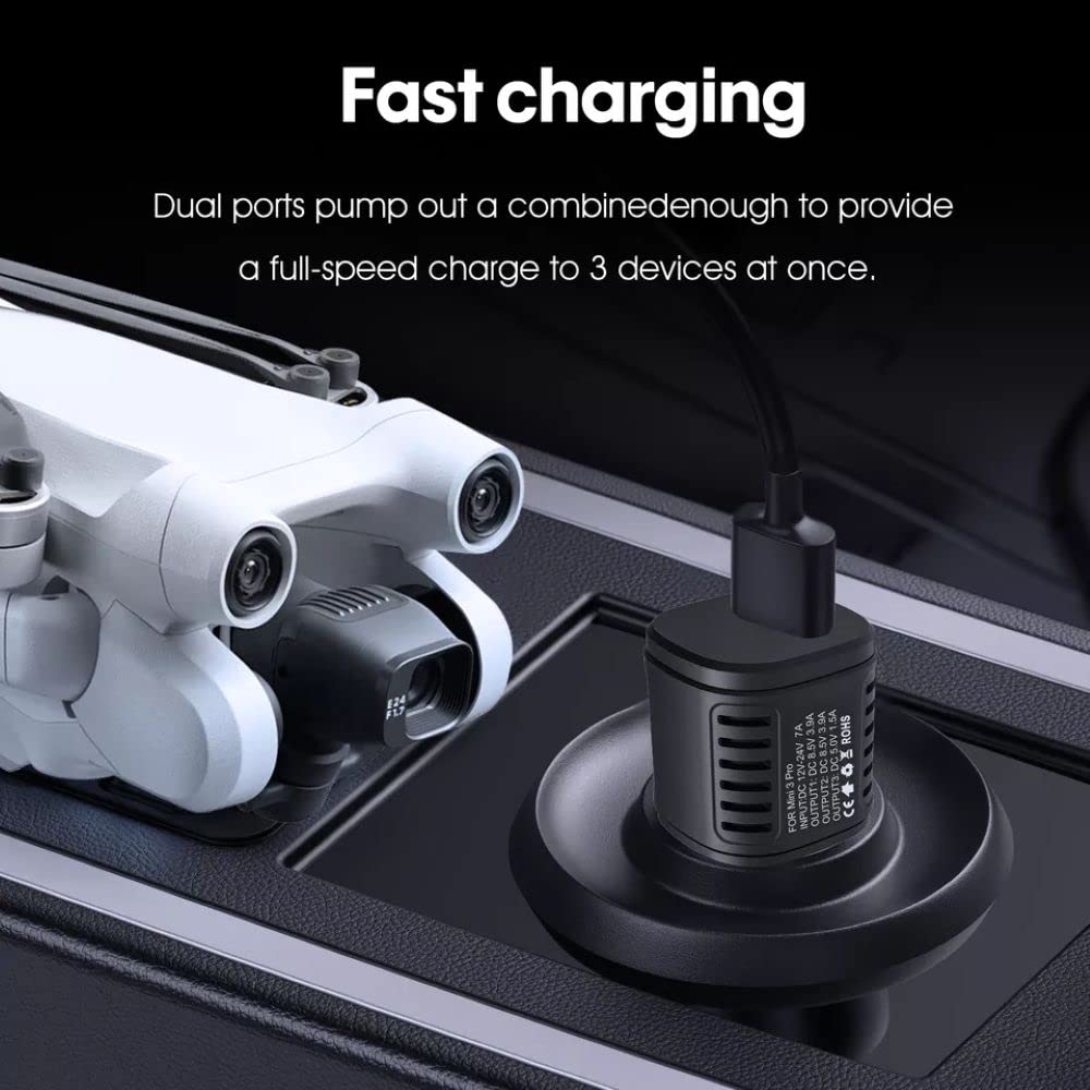Car Charger for DJI Mini 3, 3 Pro, 4 Pro and 5 Pro (view 3)